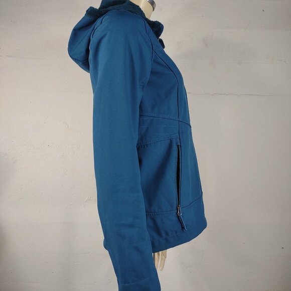 The North Face teal peacock blue full zip plush fleece Windwall jacket ladies XS - Picture 3 of 10